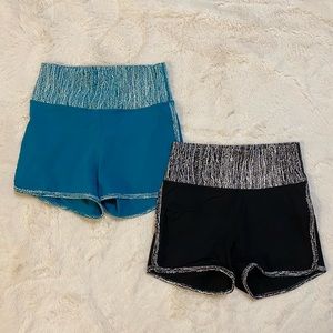 Buffbunny Sz S Shorts High Waisted and 3 inch inseam Teal Blue and Black